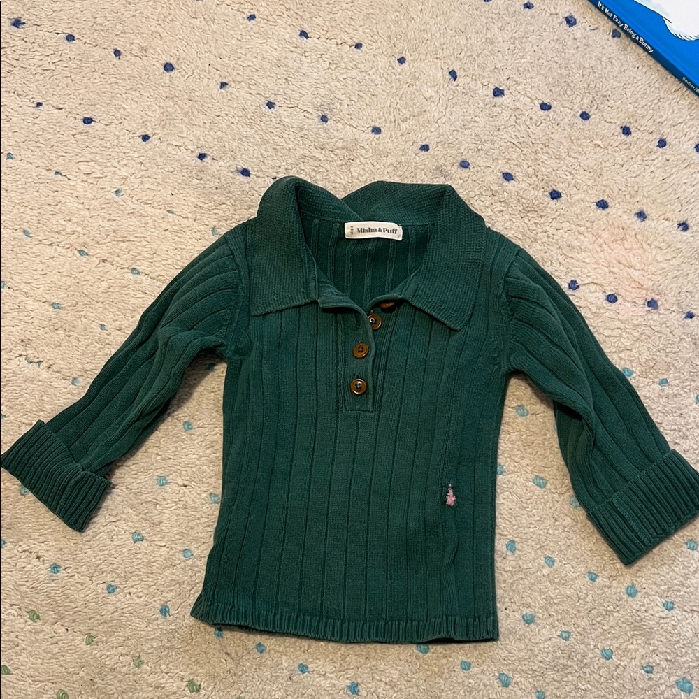 Misha & Puff Green Ribbed Sweater